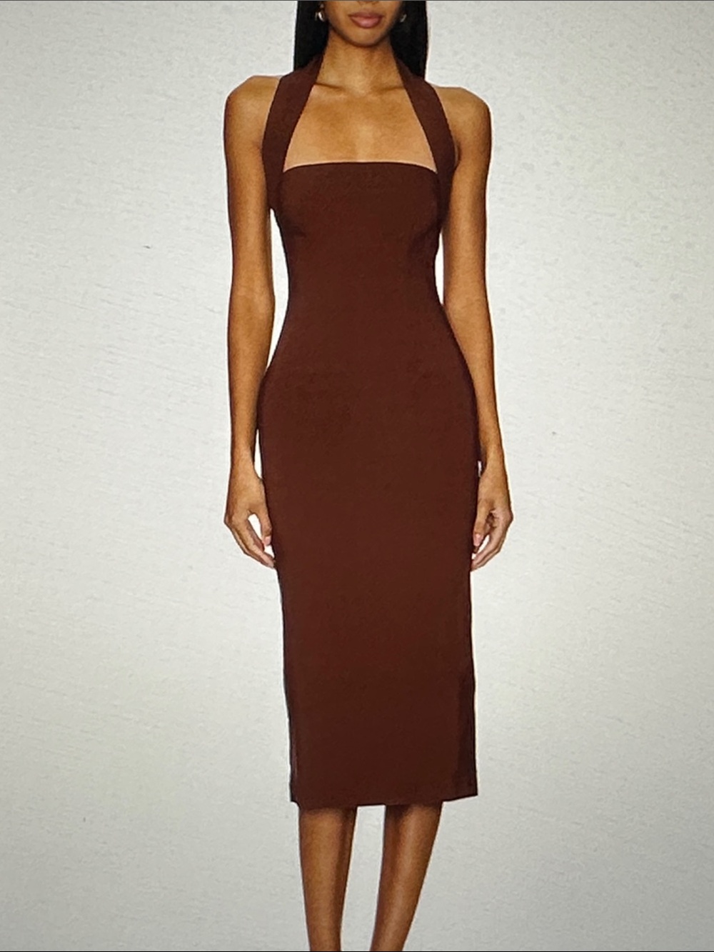 House of Harlow 1960 Brown Halter Midi Dress